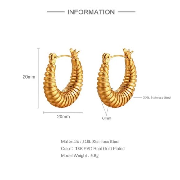 18k Gold Plated Croissant Hoop Earrings - Picture 5 of 10